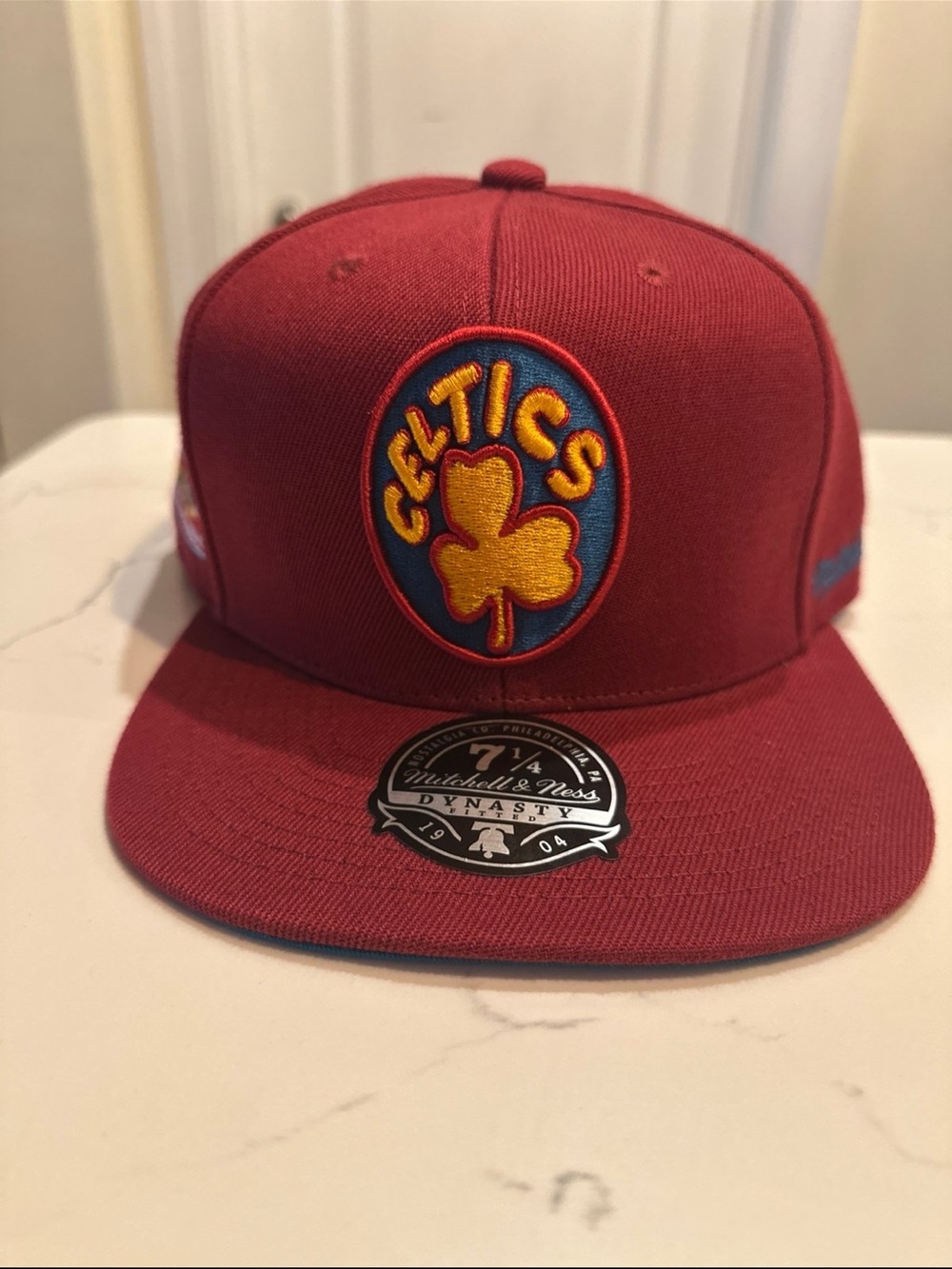 Mitchell & Ness Maroon Celtics Logo Snapback Hat